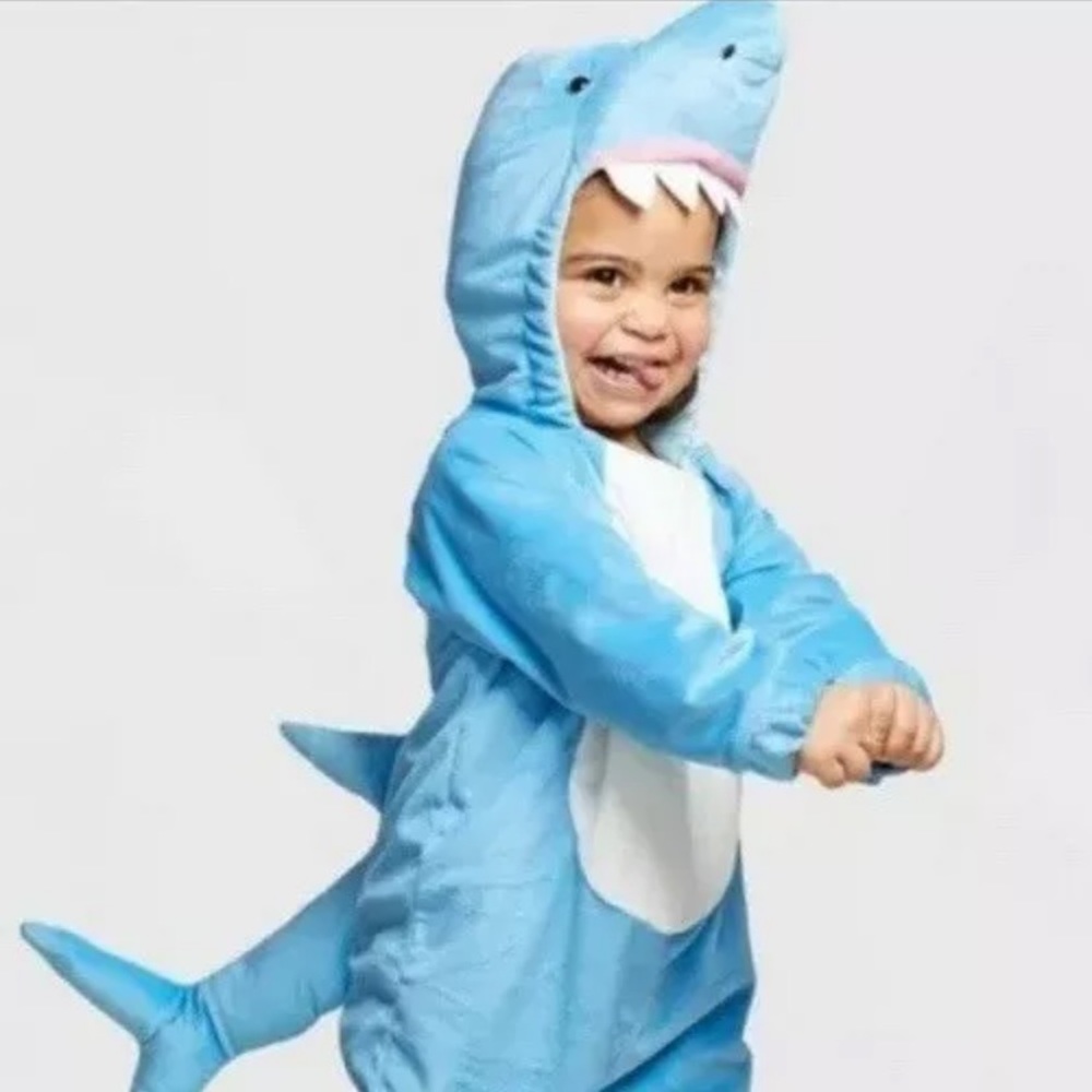 NEW Baby shark Halloween costume plush onzie blue shark 2t 3t